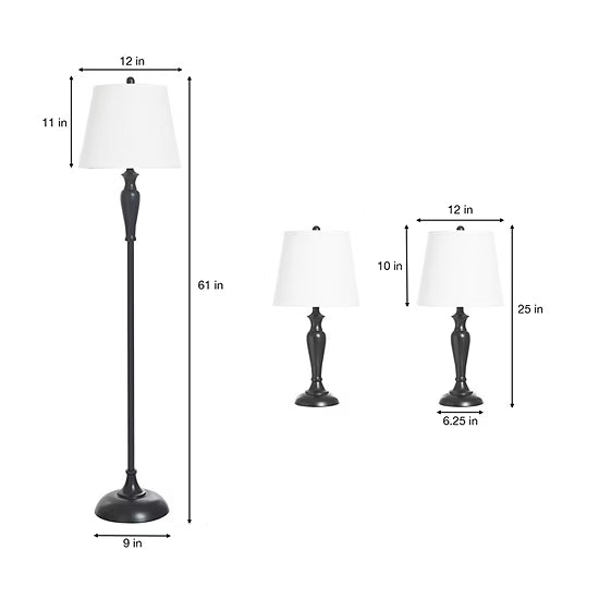 Stylecraft Traditional Elegance Ii 3-pc. Lamp Set